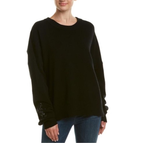 Zadig & Voltaire Ronnie Patch Sequin Star Cashmere Wool Sweater - Picture 3 of 14